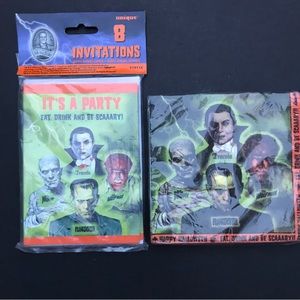 NIP VHTF VINTAGE Universal‎ Studios Classic Horror Party Invitation & Napkins